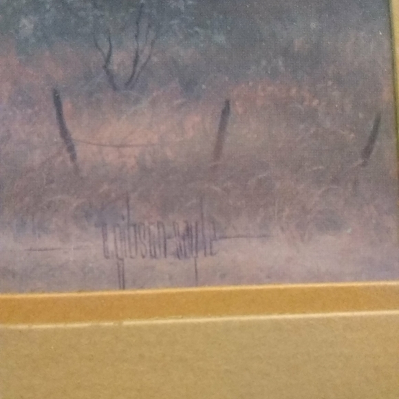 VINTAGE Wood Framed & Matted Art  Signed Gibson Countryside Farmhouse Barn Rare - Picture 6 of 12